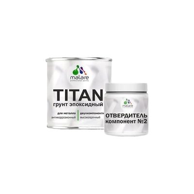 Эпоксидный грунт для авто MALARE TITAN / 2К автогрунтовка двухкомпонентная антикоррозионная высокопрочная, цвет белый (1 кг + 0,1 кг отвердитель) 4660504735769