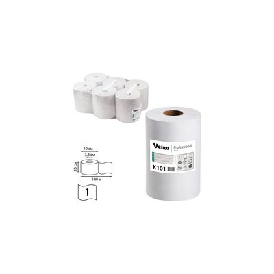 Полотенца бумажные рулонные VEIRO PROFESSIONAL Professional КОМПЛЕКТ 6шт Basic 180 м белые K101 127095 22477
