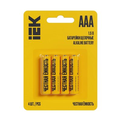 Щелочная батарейка IEK alkaline lr03/aaa (4шт/блистер) ABT-LR03-OP-L04