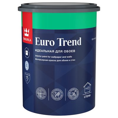 Краска для обоев и стен Tikkurila EURO TREND база A матовая 0,9 л 700009616