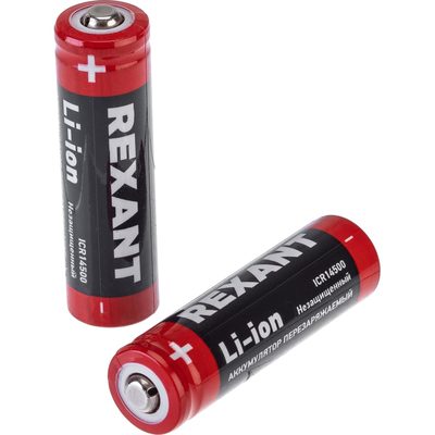 Аккумулятор Rexant Li-ion 14500, 3,7В, 750мАч, без платы защиты, высокий контакт, 10 шт. 0-2050 30-2050