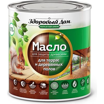 Масло для террас и деревянных полов Здоровый Дом серо-голубое 0,75 л Лк-00009555