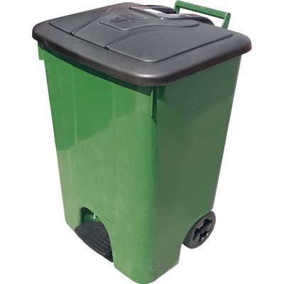 Мусорный бак Sembol Plastik 85 л, мороз., с крышкой, с педальным приводом, зеленый 26007
