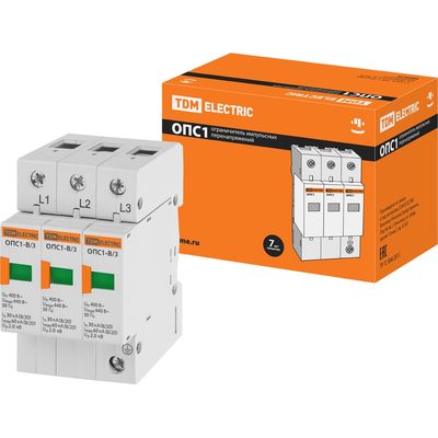 Разрядник TDM ELECTRIC ОПС1-B 3Р 30kA 400B 60kA SQ0201-0003