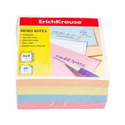 Бумага для заметок ErichKrause 90x90x50 мм, 4 цвета 5139