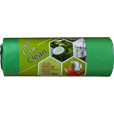 Мешки Ecoclean (60 л, 20 шт., ПНД, зеленый, 10 мкм, 58х68 см) Концепция Быта 3835