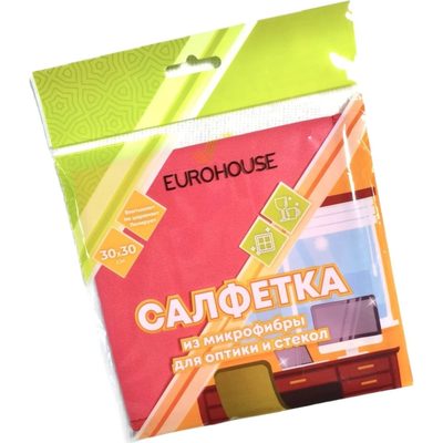 Салфетка из микрофибры для оптики и стекол EUROHOUSE 30х30 см 3595