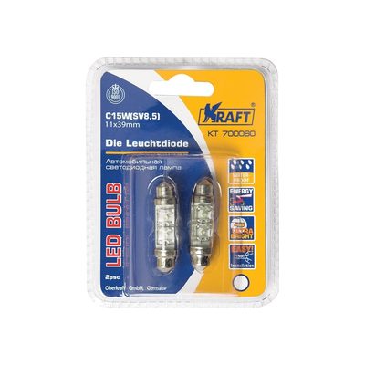 Светодиодная лампа KRAFT C15W SV8.5 11x39 white 2 LEDs KT 700060