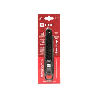 Строительно-монтажный нож EKF 18 мм НСМ-80 Professional SK4 Heavy Duty, до 60 кг ncm-80-pro