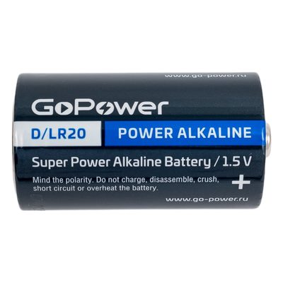 Батарейка GoPower LR20 D BL2 Alkaline 1.5V 00-00017862