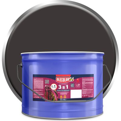 Грунт-эмаль по ржавчине OLECOLOR черный, 10 кг 4300005961