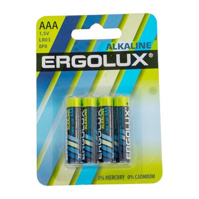 Батарейка Ergolux Alkaline BL8 LR03 (LR03 BP8, 1.5В) 14814