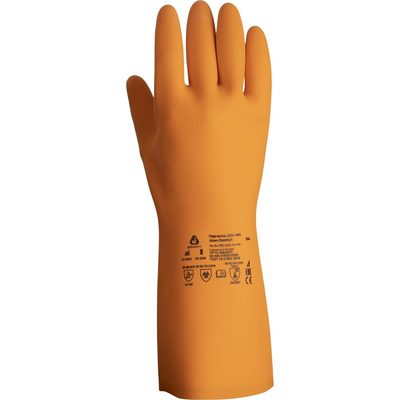 Латексные химостойкие перчатки Jeta Safety 80/50, с хлопковым напылением, 0.7 мм, р. 10/xl JCH-401-10-XL