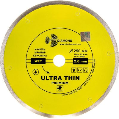 Диск алмазный отрезной TRIO-DIAMOND сплошной ультратонкий 250x25.4 Ultra Thin Premium UTW507
