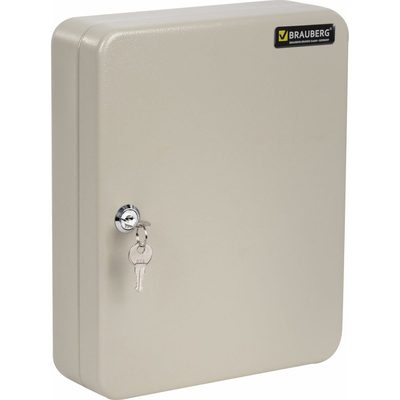 Шкафчик на 90 ключей BRAUBERG 300х240х80 мм, с замком, +90 брелоков, серый 290339