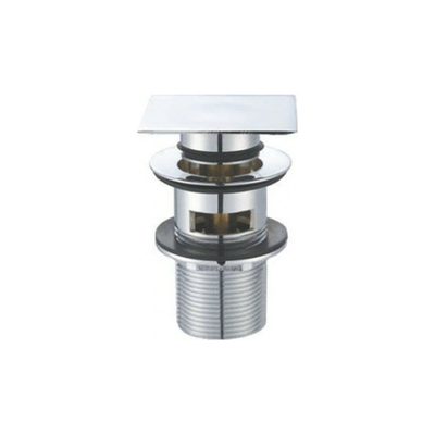 Донный клапан BELBAGNO с системой Клик-клак с переливом, с квадратной крышкой BB-PCU-07-CRM