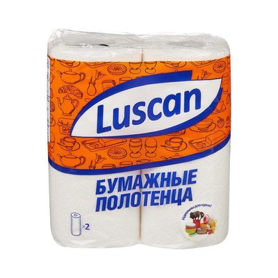 Бумажные полотенца Luscan 2 слоя, белые, 2 рулона по 12.5 метров 317393