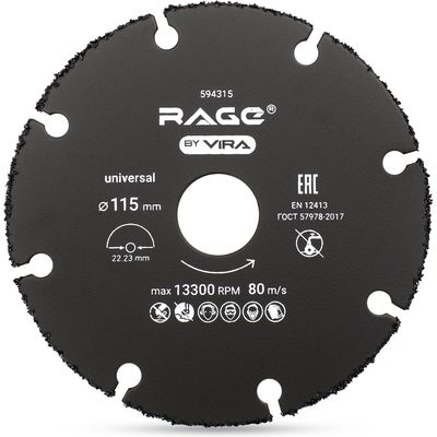 Диск отрезной универсальный для УШМ 115 мм RAGE by VIRA 594315