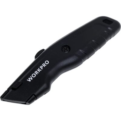 Нож алюминиевый металлический WORKPRO быстрая смена, черный WP213008