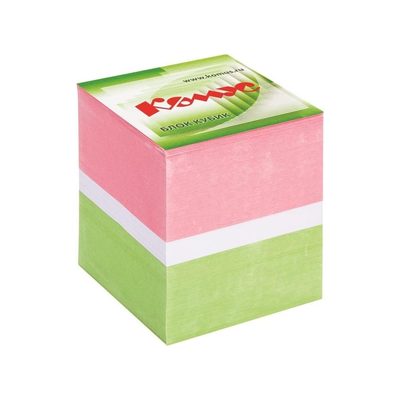 Блок для записей на склейке Комус 9x9х9 см, цветной, 80-100 г 154942