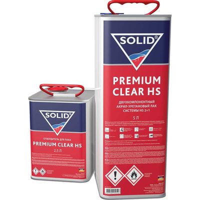 Лак SOLID PREMIUM CLEAR HS JET (5000+2500мл) 2K системы HS (в комплекте с отвердителем) 322.7500.J