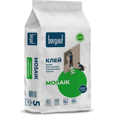 Клей для мозаики и прозрачной плитки Bergauf Mosaik (белый; 5 кг) 02891