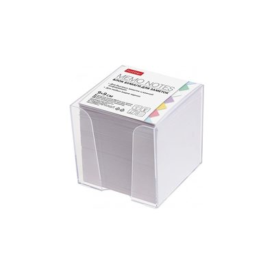 Блок бумаги для заметок Hatber 9x9х9см белый, в пластик.боксе 12 шт 059399