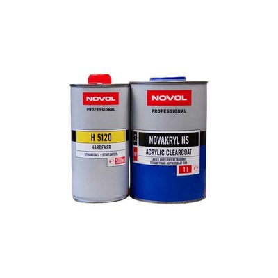 Лак NOVOL NOVAKRYL HS 2К акриловый, прозрачный, 2+1, банка 1 л, отвердитель 0.5 л 38043-35631