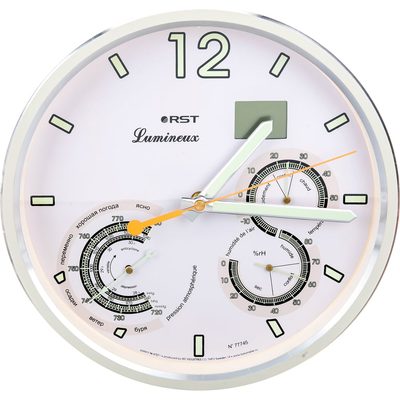 Настенные часы RST, метеостанция часы, барометр, термометр, гигрометр, дата RST77745