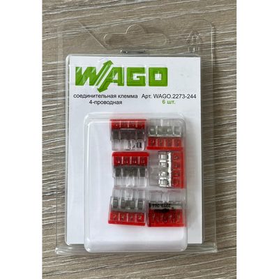 Соединительная клемма WAGO 4-х проводная с пастой 2273-244 6 штук 2587