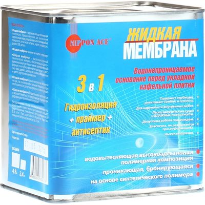 Водовытесняющая полимерная композиция Nippon Ace Жидкая Мембрана 3 in 1, 2,4 л LM-024-276