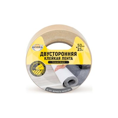 Двусторонняя клейкая лента на ТК основе AVIORA 50ммх25м 303-008