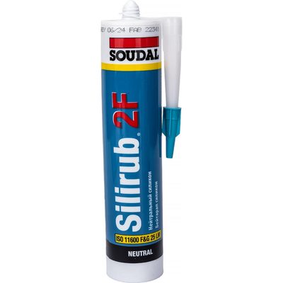 Нейтральный силиконовый герметик Soudal Силируб 2F серый, 300 мл 158938