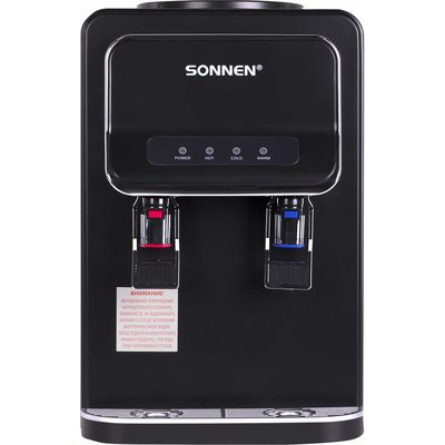 Кулер для воды SONNEN Tse-02wb, настольный, нагрев/охлаждение электронное, 2 крана, черный 456174