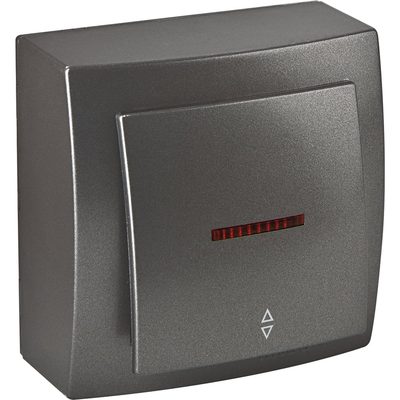 Выключатель NILSON 1ОП проходной с подсветкой антрацит Themis metallic 26161008
