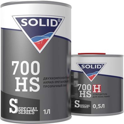 Двухкомпонентный прозрачный лак Solid 700 HS - (1000+500мл) - 2K лак системы HS 2+1 (в комп. с отвердит.) 320.1500
