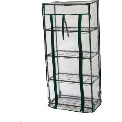 Парник на подоконник ГеоПластБорд, 46x24x100 см, с чехлом из пвх, 4 полки, зеленый TM46.24.100