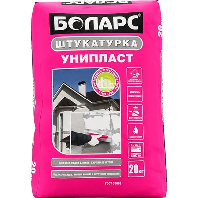 Известково-цементная штукатурка БОЛАРС УНИПЛАСТ 20 кг 00000014302