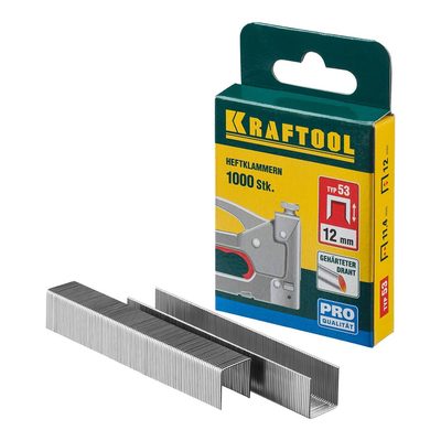Скобы для степлера KRAFTOOL тип 53 (A /10 /JT21) 12 мм, 1000 шт, калибр 23GA, 31670-12