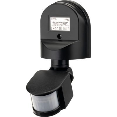 Настенный датчик движения duwi DD-01 180 800Вт 10-420с 5-12м 3-2000Лк IP44 черный 25824 7