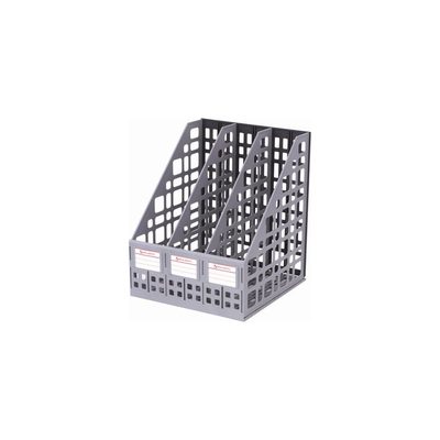 Вертикальный лоток для бумаг BRAUBERG MAXI Plus 240 мм 3 отделения сетчатый сборный серый 237014