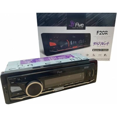Автомагнитола FIVE 1din, красная, Bluetooth, USB, AUX, SD, FM, 4х50 F20R