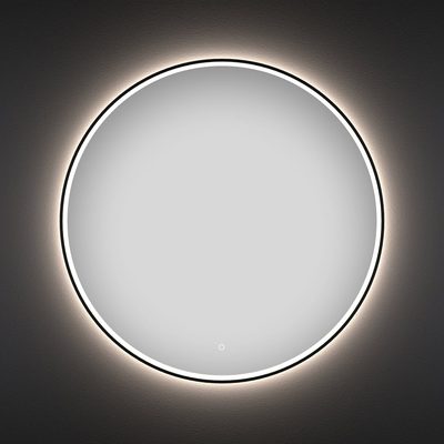 Настенное зеркало для ванной и прихожей с подсветкой для макияжа Wellsee 7 Rays' Spectrum круглое, 60 см, с тонким черным матовым контуром 172200200