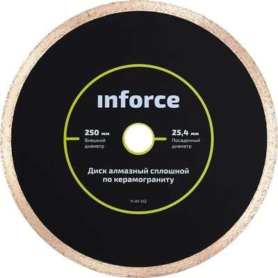 Диск алмазный сплошной супертонкий по керамограниту (250х1.35x25.4 мм) Inforce 11-01-512