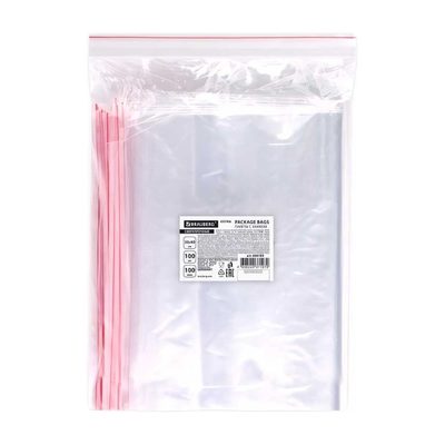 Пакеты BRAUBER  ZIP LOCK EXTRA зиплок, сверхпрочные, комплект 100 шт., 30x40 см, ПВД, 100 мкм 608184