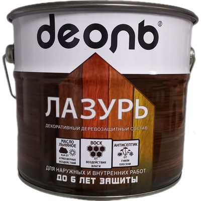 Декоративный деревозащитный состав (лазурь) ДЕОЛЬ Махагон полуглянцевый 2,7 л 00016705