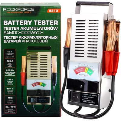 Аналоговый тестер аккумуляторных батарей ROCKFORCE 6V-12V, 200-1000А RF-8310(17788)
