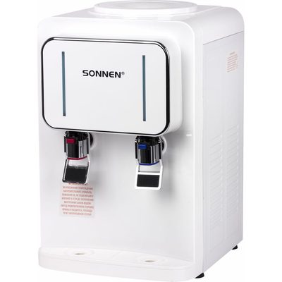 Кулер для воды SONNEN Tse-02w, настольный, нагрев/охлаждение электронное, 2 крана, белый 456173