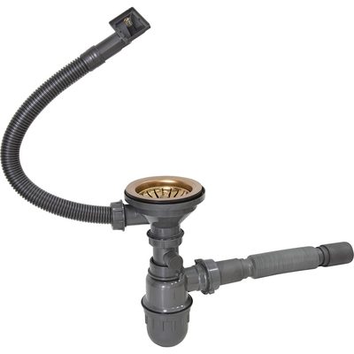 Сифон MIXLINE Pro 3 1/2x40 с прямоугольным переливом, с гофрой 40x40 мм, бронза 551690