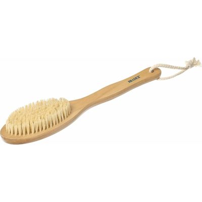 Щетка для сухого массажа BRADEX из чайного дерева, с щетиной кактуса, с ручкой, 30 см KZ 1064